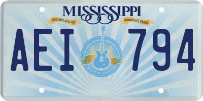MS license plate AEI794
