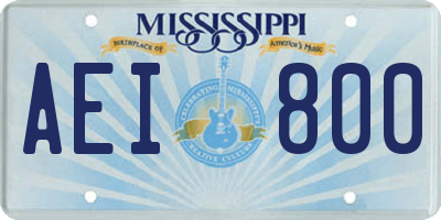 MS license plate AEI800