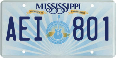 MS license plate AEI801