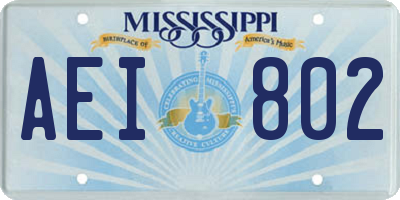 MS license plate AEI802