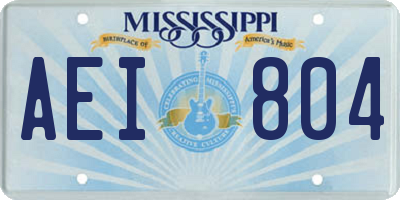 MS license plate AEI804