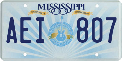 MS license plate AEI807