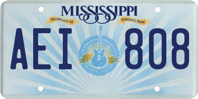 MS license plate AEI808