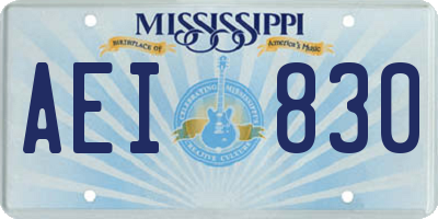 MS license plate AEI830