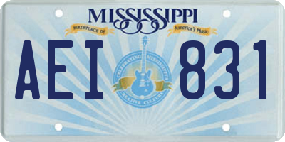 MS license plate AEI831