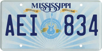 MS license plate AEI834