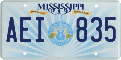 MS license plate AEI835
