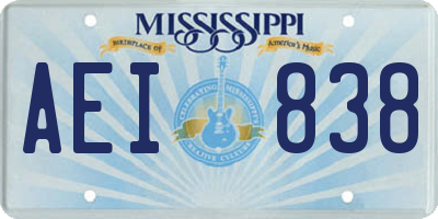 MS license plate AEI838