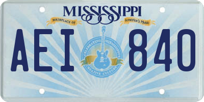 MS license plate AEI840