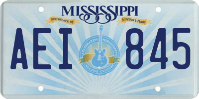 MS license plate AEI845