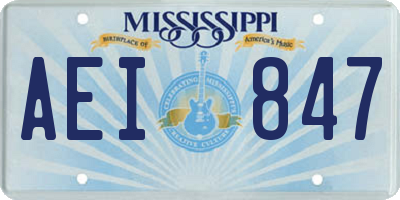MS license plate AEI847