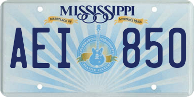 MS license plate AEI850