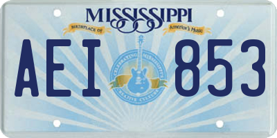 MS license plate AEI853