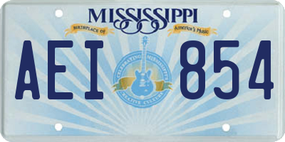 MS license plate AEI854