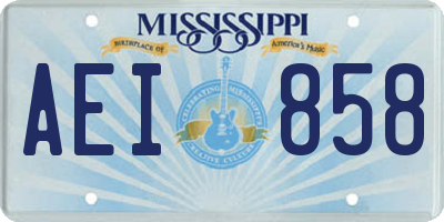 MS license plate AEI858