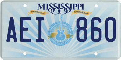 MS license plate AEI860