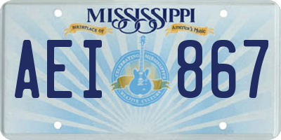 MS license plate AEI867