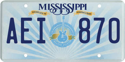 MS license plate AEI870