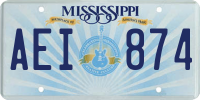 MS license plate AEI874