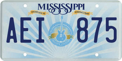 MS license plate AEI875