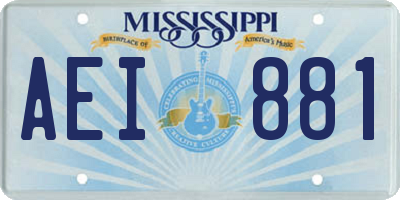 MS license plate AEI881