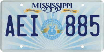 MS license plate AEI885