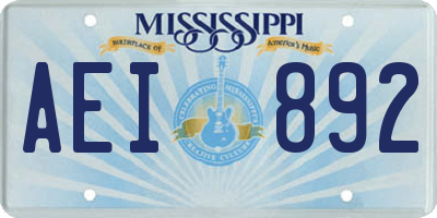 MS license plate AEI892