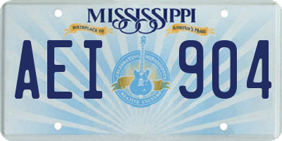 MS license plate AEI904