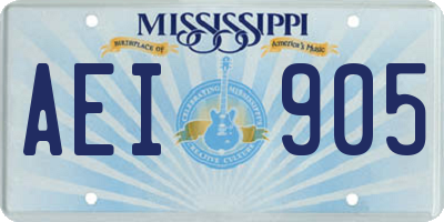 MS license plate AEI905