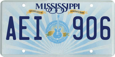 MS license plate AEI906