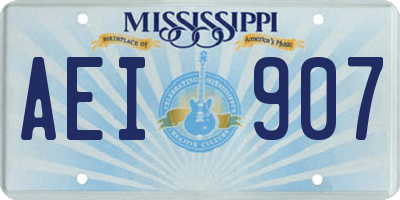 MS license plate AEI907