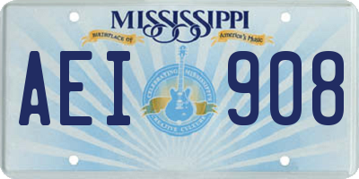 MS license plate AEI908