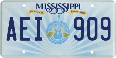 MS license plate AEI909