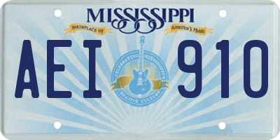 MS license plate AEI910