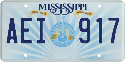 MS license plate AEI917