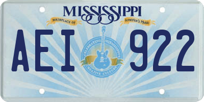 MS license plate AEI922