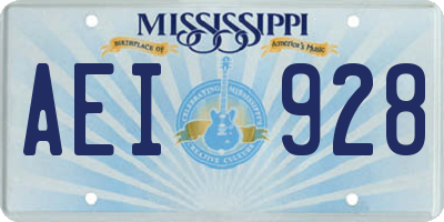 MS license plate AEI928