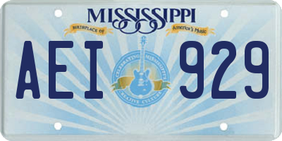 MS license plate AEI929