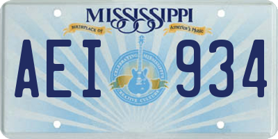 MS license plate AEI934