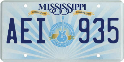 MS license plate AEI935