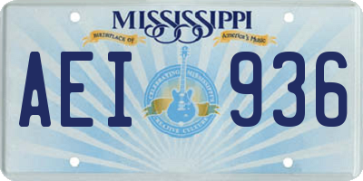 MS license plate AEI936