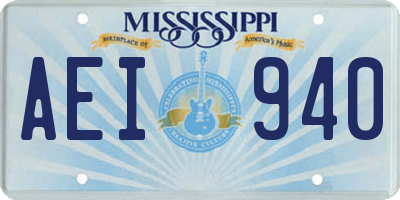 MS license plate AEI940