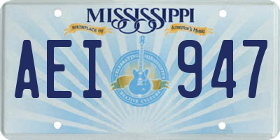 MS license plate AEI947