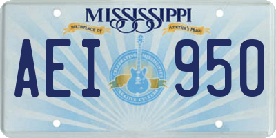 MS license plate AEI950