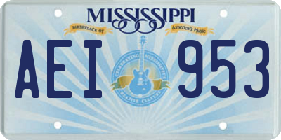 MS license plate AEI953