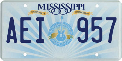 MS license plate AEI957
