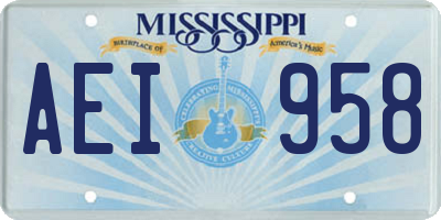 MS license plate AEI958
