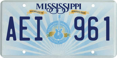 MS license plate AEI961
