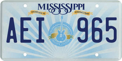 MS license plate AEI965