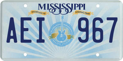 MS license plate AEI967